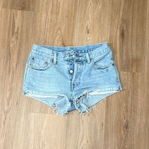 Levi's 501 light denim cut off shorts size 26